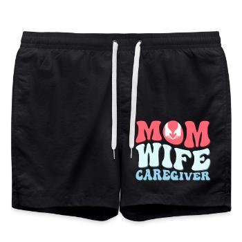 Mom Wife Caregiver Caregiving Carer - Swim Trunks - black - Front - AI Model Male 185 light (185cm)