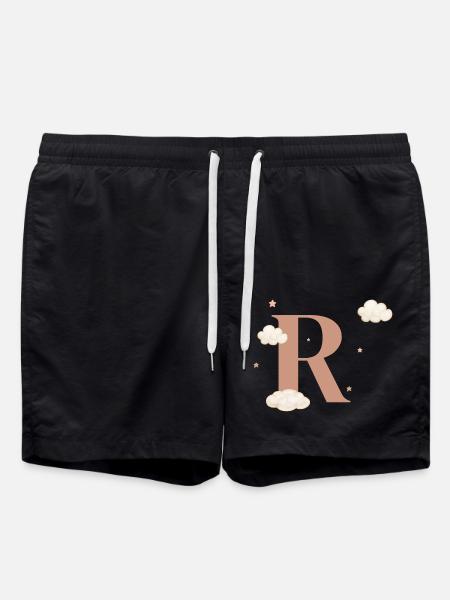 Letter r clouds stars - Swim Trunks - black
