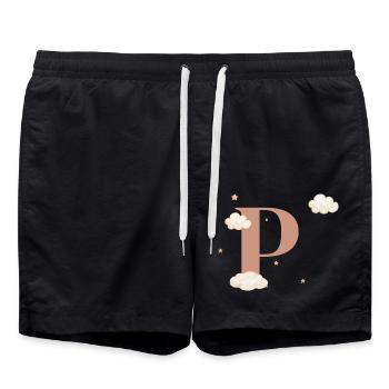Buchstabe p bewölkt Sterne - Badeshorts - Schwarz - Vorne - AI Model Male 185 light (185cm)