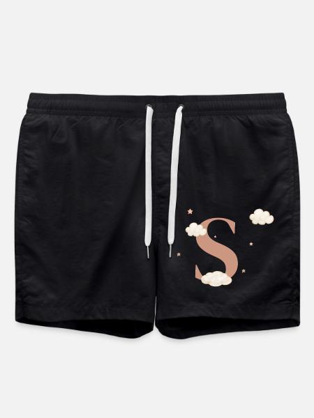 Letter s clouds stars - Swim Trunks - black