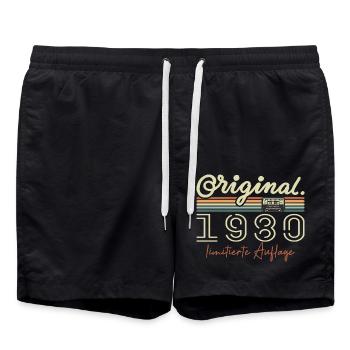 Original 1980 ' s Vintage 1980 ' s Anniversaire Rétro 1980 ' s - Short de bain - noir - Devant - AI Model Male 185 light (185cm)