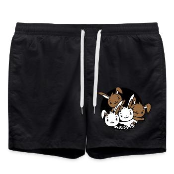 4 Bunnies Friends Team Crew Hole Quatre frères et sœurs - Short de bain - noir - Devant - AI Model Male 185 light (185cm)