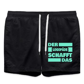 Speech therapist - Swim Trunks - black - Front - AI Model Male 185 light (185cm)