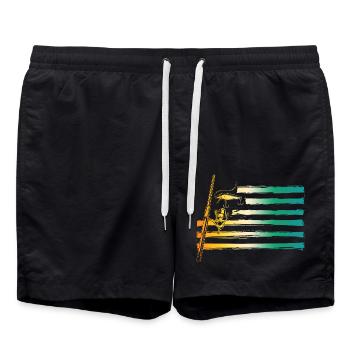 Angler Angeln - Badeshorts - Schwarz - Vorne - AI Model Male 185 light (185cm)