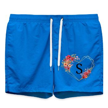 Letter s floral golden heart - Swim Trunks - cobalt blue - Front