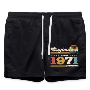 55e anniversaire Original April Né en 1971 - Short de bain - noir - Devant - AI Model Male 185 light (185cm)