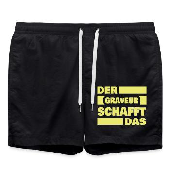 Engraver as work - Swim Trunks - black - Front - AI Model Male 185 light (185cm)