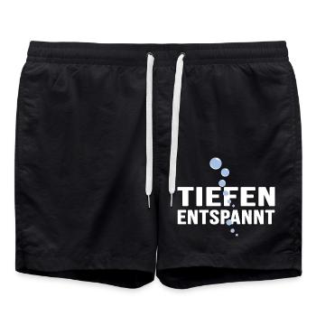 Divers dive deeply relaxed apnea diving school - Swim Trunks - black - Front - AI Model Male 185 light (185cm)