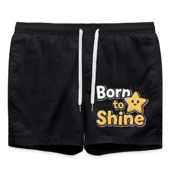 Born to Shine – Strahlender Stern - Badeshorts - Schwarz - Vorne - AI Model Male 185 light (185cm)