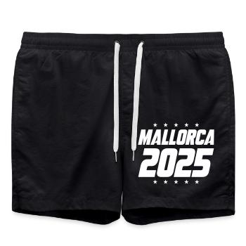 Mallorca 2025 - Badeshorts - Schwarz - Vorne - AI Model Male 185 light (185cm)