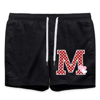Buchstabe m Herz - Badeshorts - Schwarz - Vorne - AI Model Male 185 light (185cm)