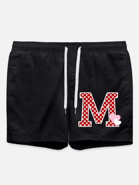 Letter m heart - Swim Trunks - black