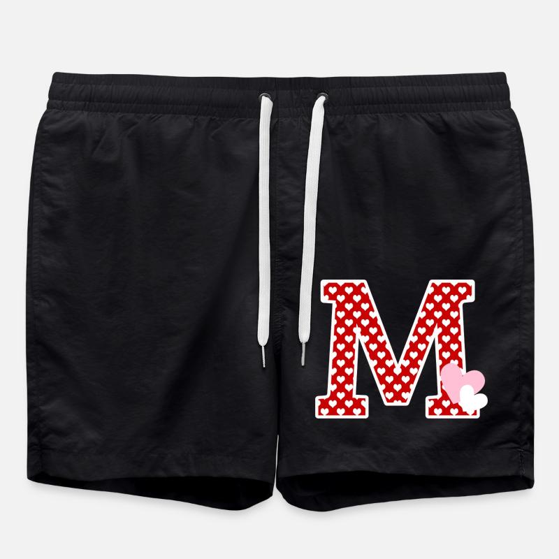 Buchstabe m Herz - Badeshorts - Schwarz