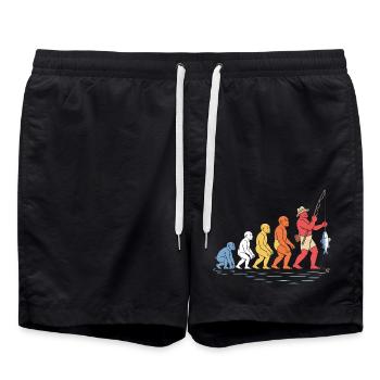 Die Evolution des lustigen menschlichen Fischerfischens - Badeshorts - Schwarz - Vorne - AI Model Male 185 light (185cm)