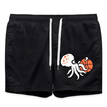Oktopus Basketball spielen Ball halten Sport Hobby - Badeshorts - Schwarz - Vorne - AI Model Male 185 light (185cm)