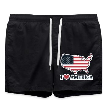 I LOVE AMERICA - Swim Trunks - black - Front - AI Model Male 185 light (185cm)