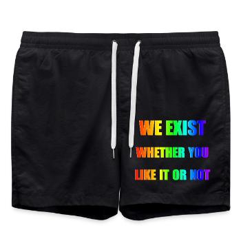 We Exist - Rainbow Gradient - Swim Trunks - black - Front - AI Model Male 185 light (185cm)