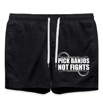 Music Musician Pick Banjos Not Fights - Swim Trunks - black - Front - AI Model Male 185 light (185cm)