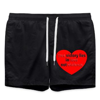 Amour et Paix Paix dans le monde - Short de bain - noir - Devant - AI Model Male 185 light (185cm)