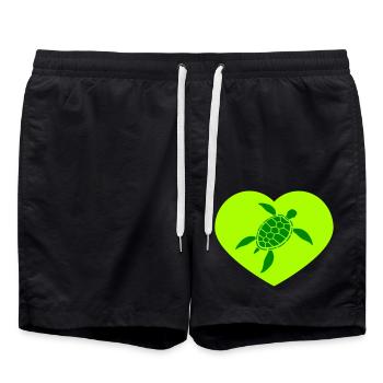 Turtle I Love Heart Symbol Love Logo Cute Cool - Swim Trunks - black - Front - AI Model Male 185 light (185cm)