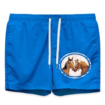 Portrait de chevaux aimants dans un cadre décoratif - Short de bain - cobalt blue - Devant