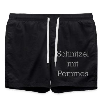 Schnitzel Mit Pommes - Badeshorts - Schwarz - Vorne - AI Model Male 185 light (185cm)