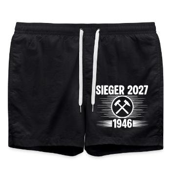 Erzgebirge Sieger 2027 - Badeshorts - Schwarz - Vorne - AI Model Male 185 light (185cm)