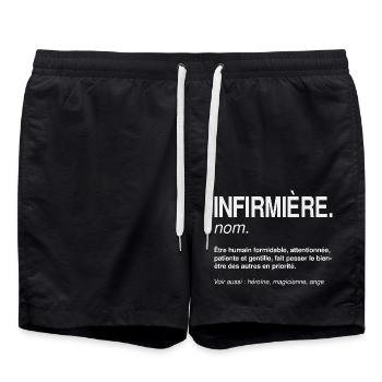 Infirmière Définition Héroïne du Quotidien - Short de bain - noir - Devant - AI Model Male 185 light (185cm)