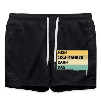 Beruf Lkwfahrer - Badeshorts - Schwarz - Vorne - AI Model Male 185 light (185cm)