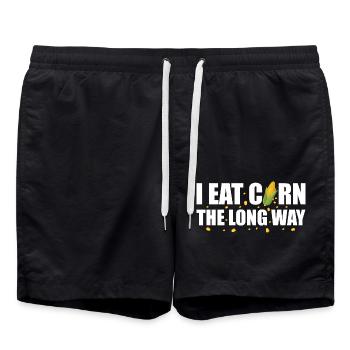 I Eat Corn The Long Way - Swim Trunks - black - Front - AI Model Male 185 light (185cm)