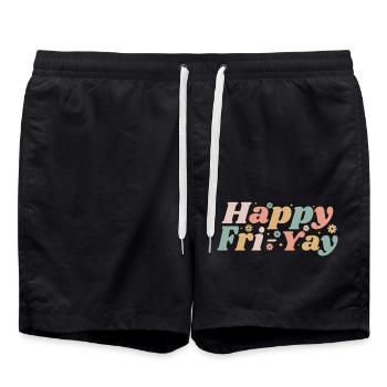 Happy Fri-Yay Friday Lovers Fun Teacher Life - Short de bain - noir - Devant - AI Model Male 185 light (185cm)