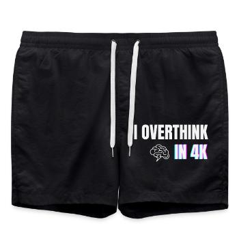 I Overthink in 4K – Funny Minimal Anxiety Shirt - Swim Trunks - black - Front - AI Model Male 185 light (185cm)