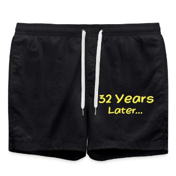 32 Years Later Funny Birthday Gifts, 32th Birthday - Swim Trunks - black - Front - AI Model Male 185 light (185cm)