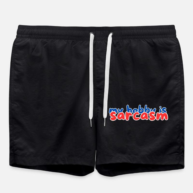 my hobby is sarcasm - Swim Trunks - black