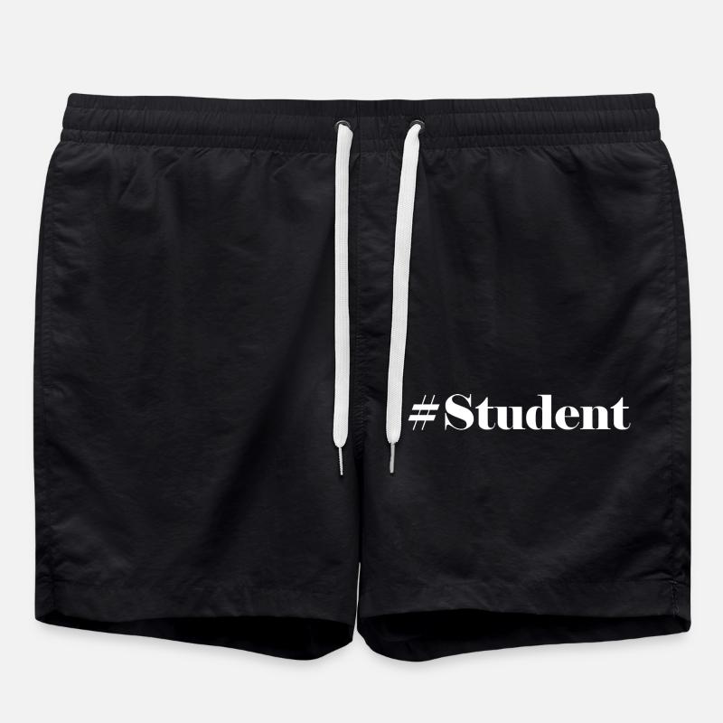 #Student Logo Blanc - Short de bain - noir