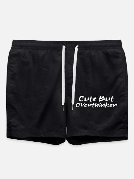 Cute But Overthinker Funny Overthinking - Swim Trunks - black