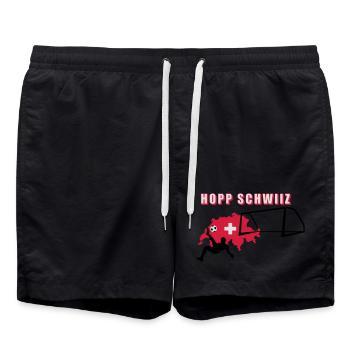 Hopp Schwiiz - Badeshorts - Schwarz - Vorne - AI Model Male 185 light (185cm)