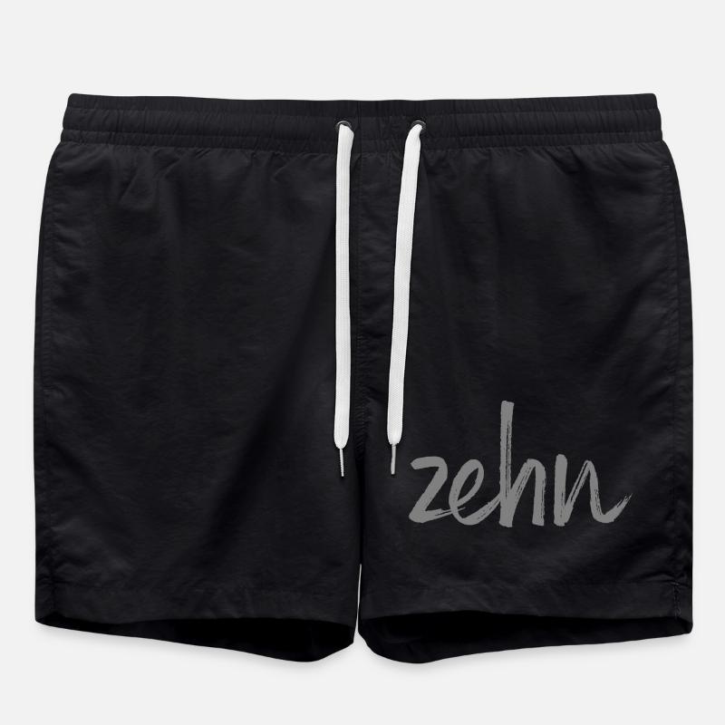ten 10 birthday gift number - Swim Trunks - black