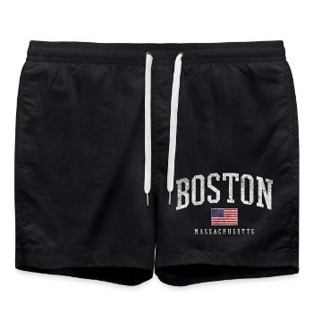 Boston Massachusetts Flag Graphic - Badeshorts - Schwarz - Vorne - AI Model Male 185 light (185cm)