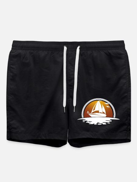 Sailboat Sailing Ship Sailing Sailor - Swim Trunks - black