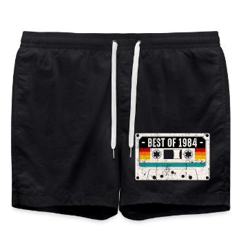 Best of 1984 Retro Cassette - Swim Trunks - black - Front - AI Model Male 185 light (185cm)