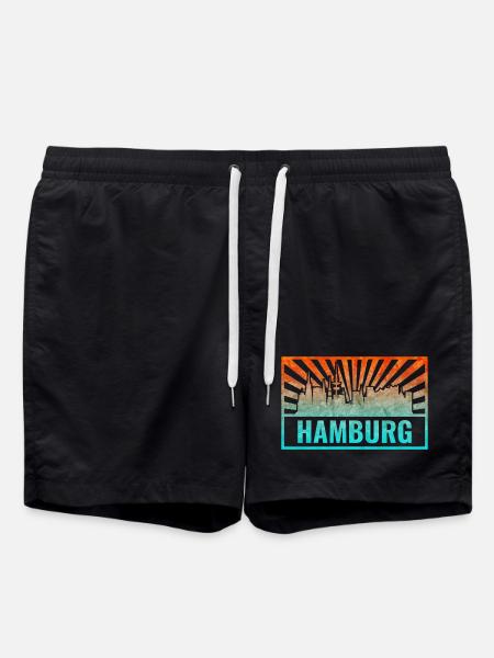 Hamburg Skyline Gradient - Swim Trunks - black