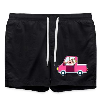 Kuh Auto - Badeshorts - Schwarz - Vorne - AI Model Male 185 light (185cm)
