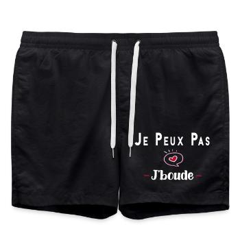 je peux pas j boude ,bouder drole humour tee - Short de bain - noir - Devant - AI Model Male 185 light (185cm)