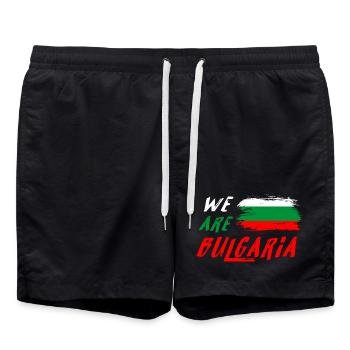 We are Bulgaria flag - Swim Trunks - black - Front - AI Model Male 185 light (185cm)