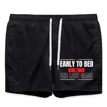 Tôt au lit contre un dernier match - Short de bain - noir - Devant - AI Model Male 185 light (185cm)