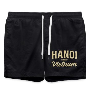 Hanoi Vietnam City of Peace Vintage - Badeshorts - Schwarz - Vorne - AI Model Male 185 light (185cm)