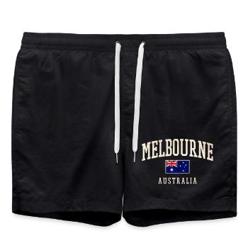Melbourne, Australie, Design avec drapeau - Short de bain - noir - Devant - AI Model Male 185 light (185cm)