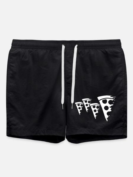 Pizza Sketch - Swim Trunks - black