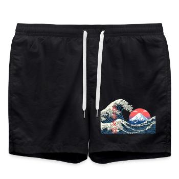 T-Shirt Wave kanagawa hokusai mont fuji japan - Badeshorts - Schwarz - Vorne - AI Model Male 185 light (185cm)